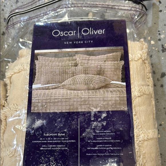 Five Queens Court Carter Euro Sham, Linen, 26X26 - Picture 2 of 2